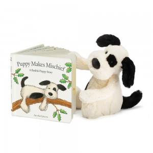 Juegos De Libros Y Juguetes Jellycat Puppy Makes Mischief Book and Bashful Puppy Medium Blancas Costa Rica | 96541-JPUD