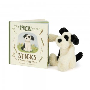 Juegos De Libros Y Juguetes Jellycat The Pick of the Sticks Book and Bashful & Cream Puppy Medium Blancas Costa Rica | 79680-UQHE