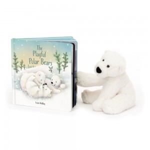 Juegos De Libros Y Juguetes Jellycat The Playful Polar Bears Book and Perry Polar Bear Small Blancas Costa Rica | 65490-BXSD