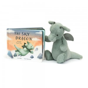 Juegos De Libros Y Juguetes Jellycat The Sky Dragon Book and Bashful Dragon Medium Verde Costa Rica | 74512-KITL