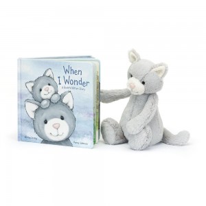 Juegos De Libros Y Juguetes Jellycat When I Wonder Book and Bashful Kitty Medium Gris Costa Rica | 49185-JGXN