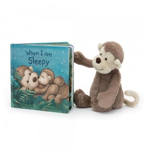 Juegos De Libros Y Juguetes Jellycat When I Am Sleepy Book and Bashful Monkey Medium Marrones Costa Rica | 39748-XPJG