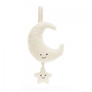 Juguetes Del Bebé Jellycat Amuseables Moon Musical Pull 28cm x 15cm x 6cm Blancas Costa Rica | 81450-XERQ