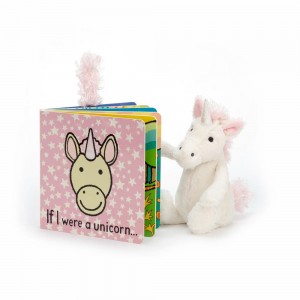 Juguetes Del Bebé Jellycat If I were a Unicorn Book and Bashful Unicorn Small Blancas Costa Rica | 61304-QRIA