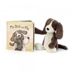 Juguetes Del Bebé Jellycat My Dad and Me Book and Bashful Fudge Puppy Medium Marrones Costa Rica | 30947-AHKZ
