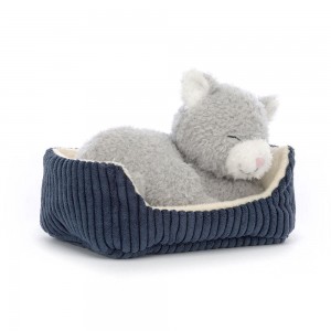 Mascota Jellycat Napping Nipper Cat 10cm x 15cm x 12cm Gris Costa Rica | 86103-ACSL