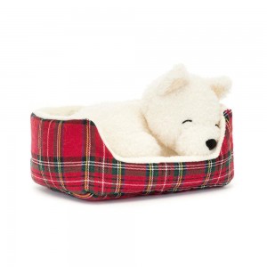 Mascota Jellycat Napping Nipper Westie 10cm x 15cm x 12cm Blancas Costa Rica | 87312-SDCX
