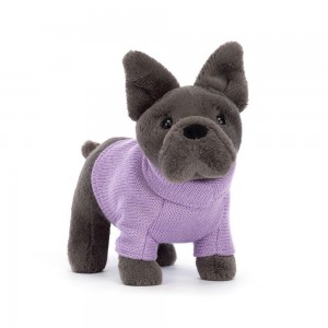 Mascota Jellycat Sweater French Bulldog Purple 17cm x 7cm x 19cm Gris Costa Rica | 97068-YCET