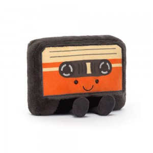 Objetos Jellycat Amuseables Cassette Tape 20cm x 18cm x 7cm Negras Costa Rica | 36948-OLMV