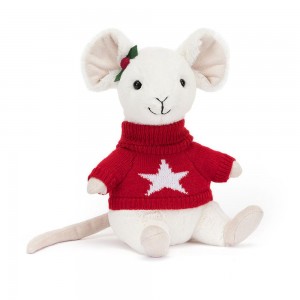 Peluche De Fauna Del Bosque Jellycat Merry Mouse Jumper 18cm x 9cm x 7cm Blancas Costa Rica | 84670-IWDA