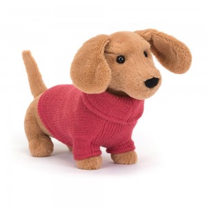 Perros Jellycat Sweater Sausage Dog 6.3in x 2.8in x 9.4in Marrones Costa Rica | 37584-YAMV