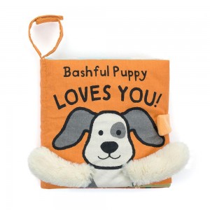 Soft Books Jellycat Bashful Puppy Loves You Book 15cm x 15cm x 5cm Blancas Costa Rica | 75238-XUKJ