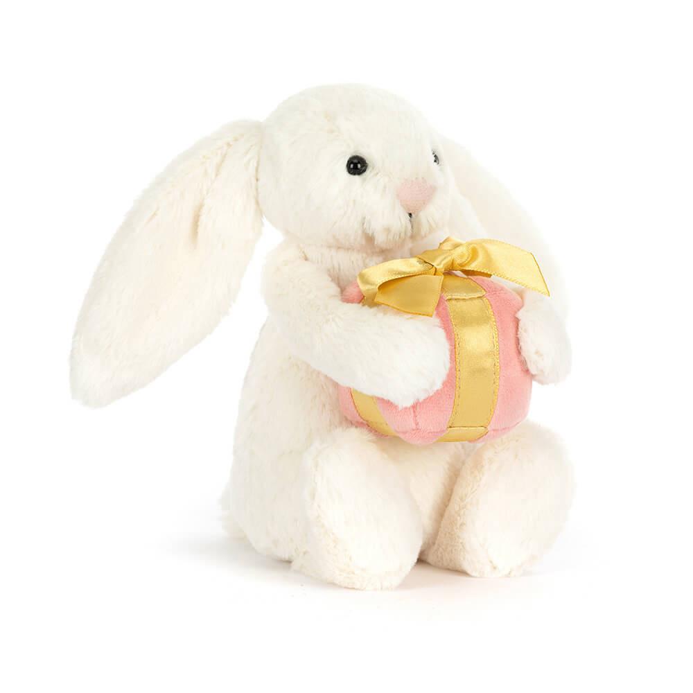 Conejo Jellycat Bashful Bunny with Present 18cm x 9cm x 8cm Blancas  Costa Rica |  32785-CXQM