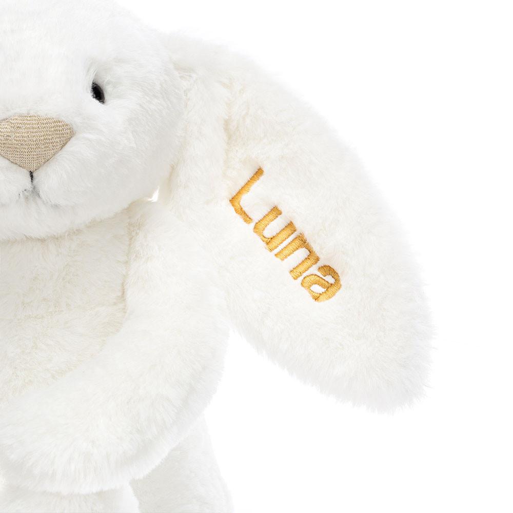 Conejo Jellycat Personalised Bashful Luxe Bunny Luna Medium 31cm x 12cm x 9cm Blancas  Costa Rica |  67942-BTQN