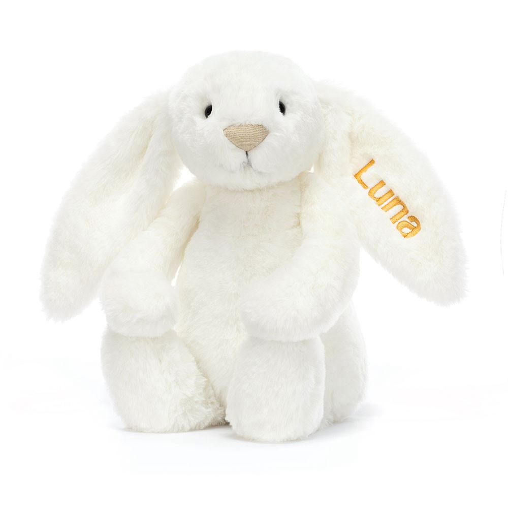 Conejo Jellycat Personalised Bashful Luxe Bunny Luna Medium 31cm x 12cm x 9cm Blancas  Costa Rica |  67942-BTQN