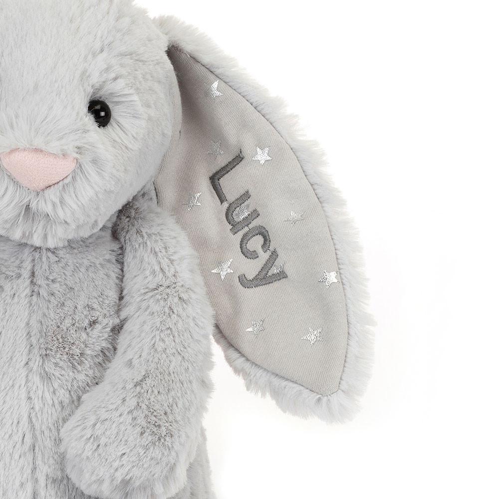 Conejo Jellycat Personalised Bashful Shimmer Bunny Medium 31cm x 12cm x 9cm Gris  Costa Rica |  58430-GZUV