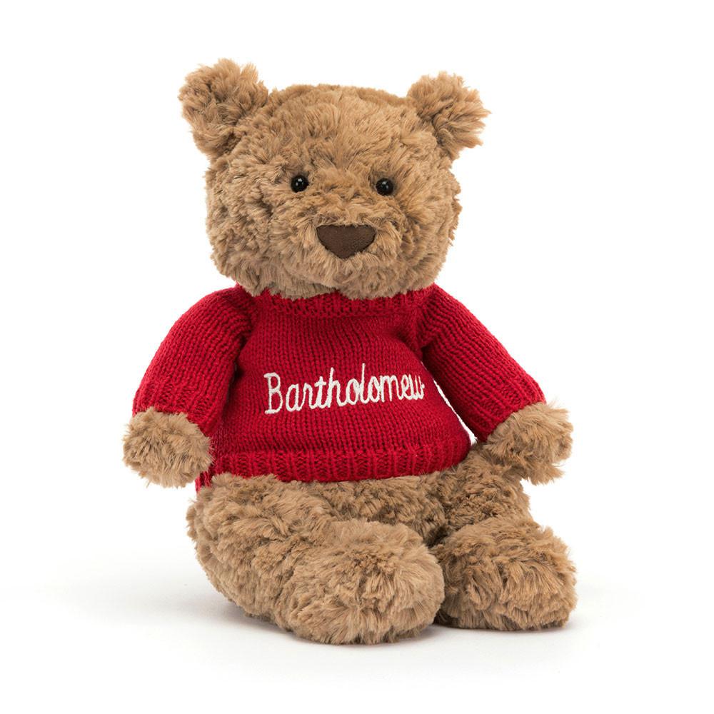 Jerséis Jellycat Bartholomew Bear with Personalised Jumper 26cm x 12cm x 8cm Marrones  Costa Rica |  87936-SDPB