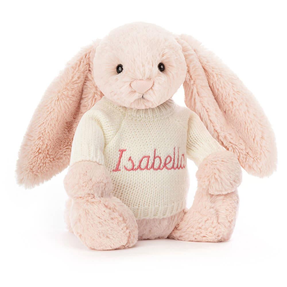 Jerséis Jellycat Bashful Blush Bunny with Personalised Cream Jumper 31cm x 12cm x 9cm Rosas  Costa Rica |  72654-KWBS