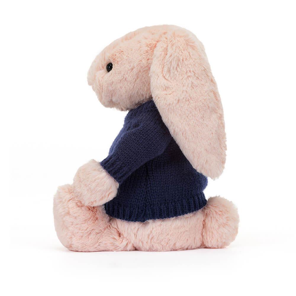 Jerséis Jellycat Bashful Blush Bunny with Personalised Navy Jumper 31cm x 12cm x 9cm Rosas  Costa Rica |  53807-JEYK