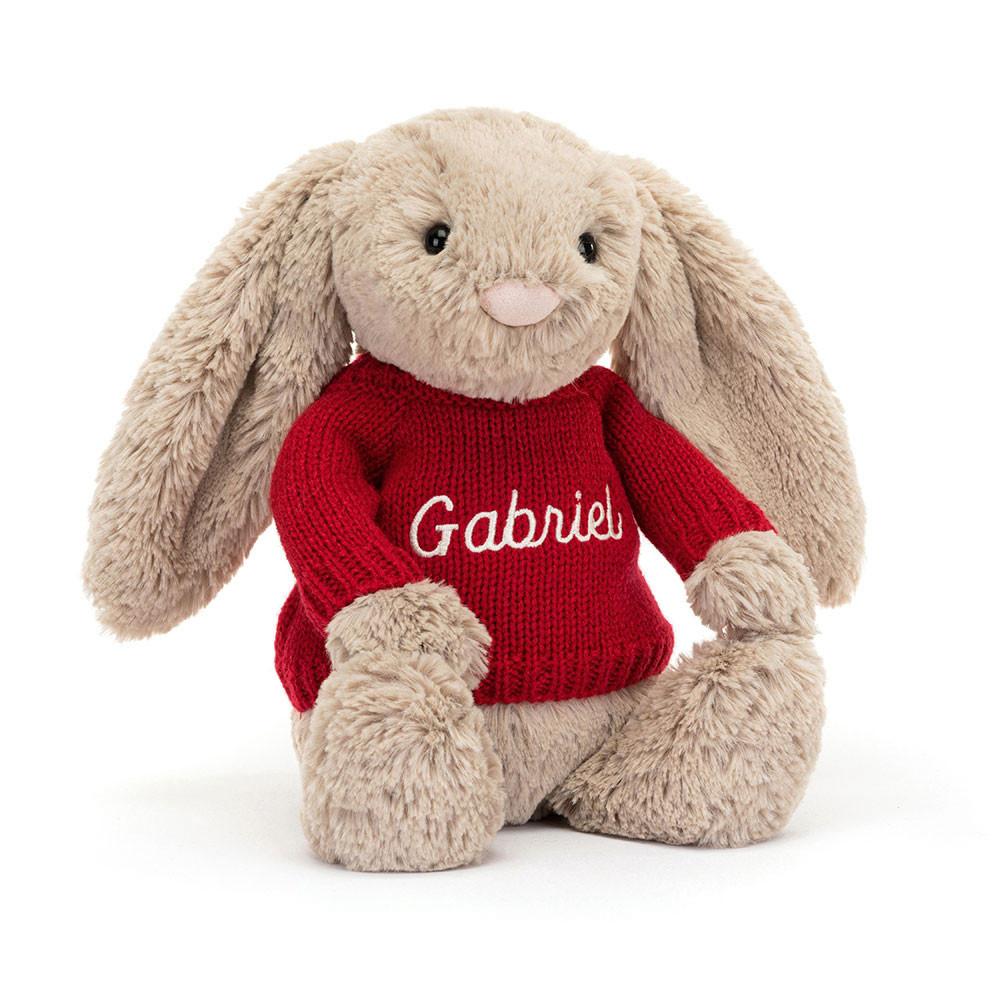 Jerséis Jellycat Bashful Bunny with Personalised Jumper 31cm x 12cm x 9cm Beige  Costa Rica |  86507-SYGR