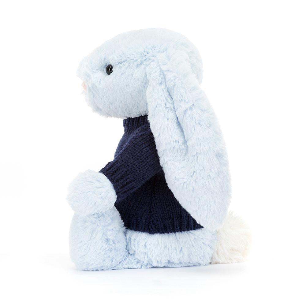 Jerséis Jellycat Bashful Bunny with Personalised Navy Jumper 31cm x 12cm x 9cm Azules  Costa Rica |  13596-THNJ