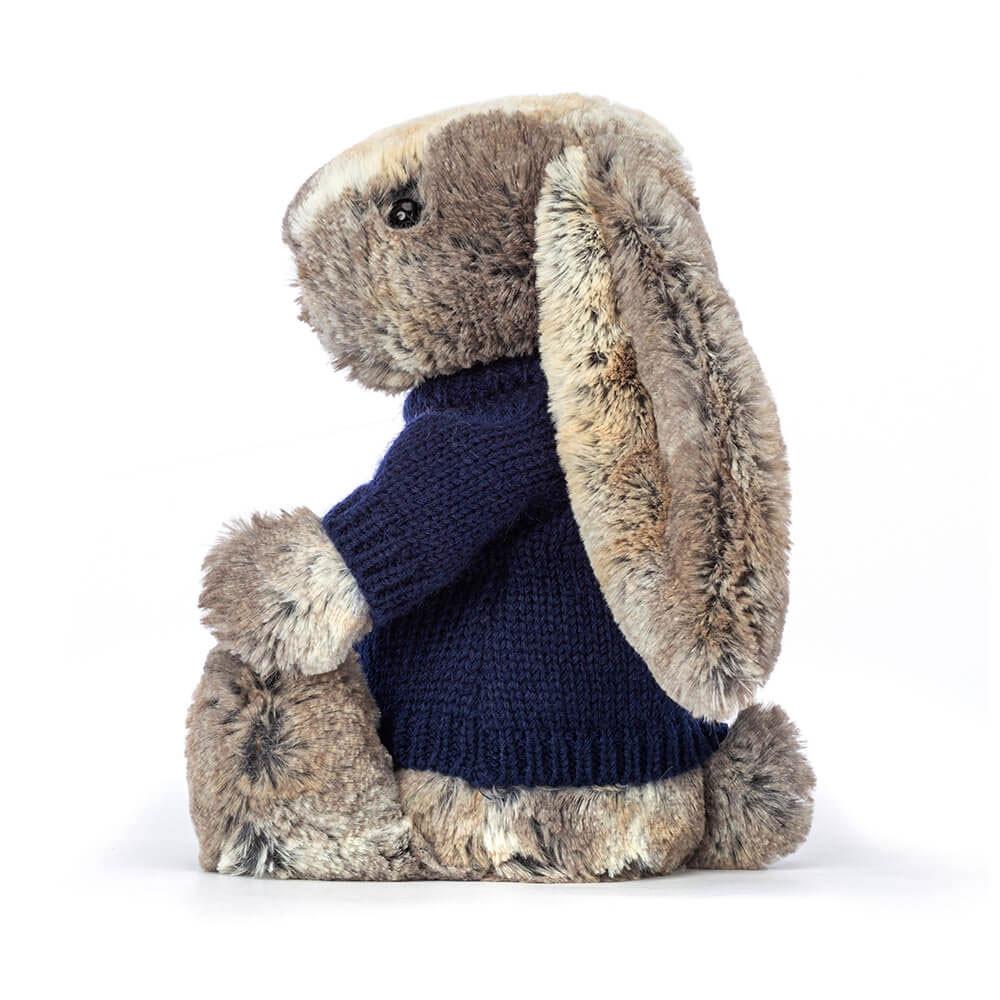 Jerséis Jellycat Bashful Cottontail Bunny with Personalised Navy Jumper 31cm x 12cm x 9cm Marrones  Costa Rica |  26870-JDTK