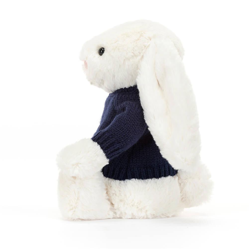 Jerséis Jellycat Bashful Cream Bunny with Personalised Navy Jumper 31cm x 12cm x 9cm Blancas  Costa Rica |  01825-ZVSH