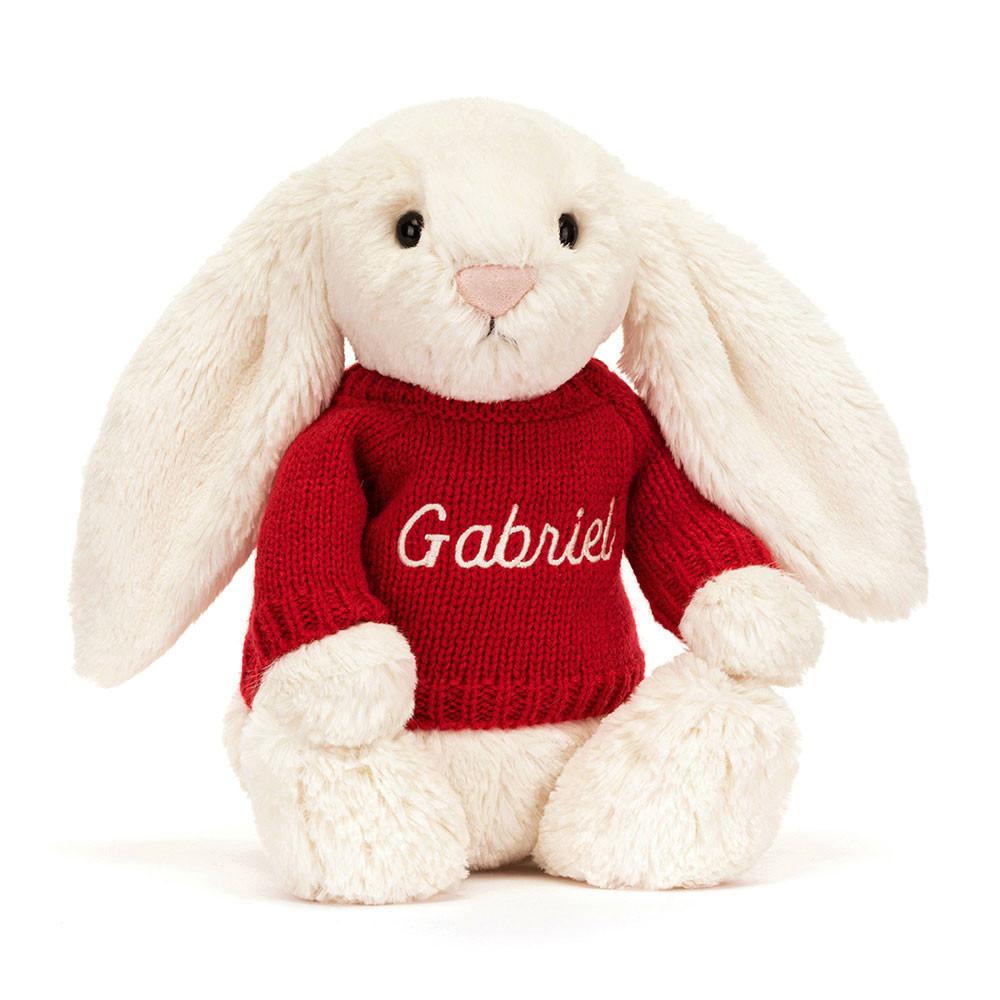 Jerséis Jellycat Bashful Cream Bunny with Personalised Jumper 31cm x 12cm x 9cm Blancas  Costa Rica |  76328-QVBE