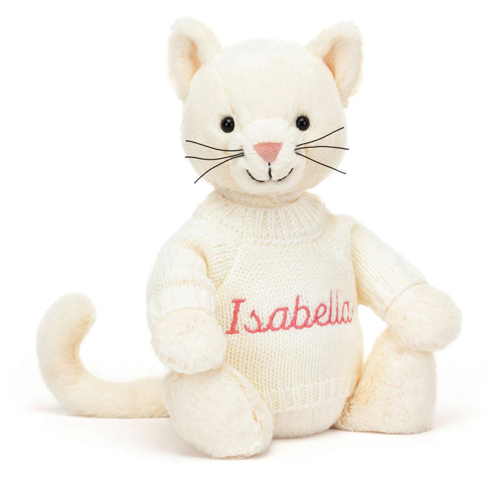 Jerséis Jellycat Bashful Cream Kitten with Personalised Cream Jumper 31cm x 12cm x 9cm Blancas  Costa Rica |  18697-LRXQ