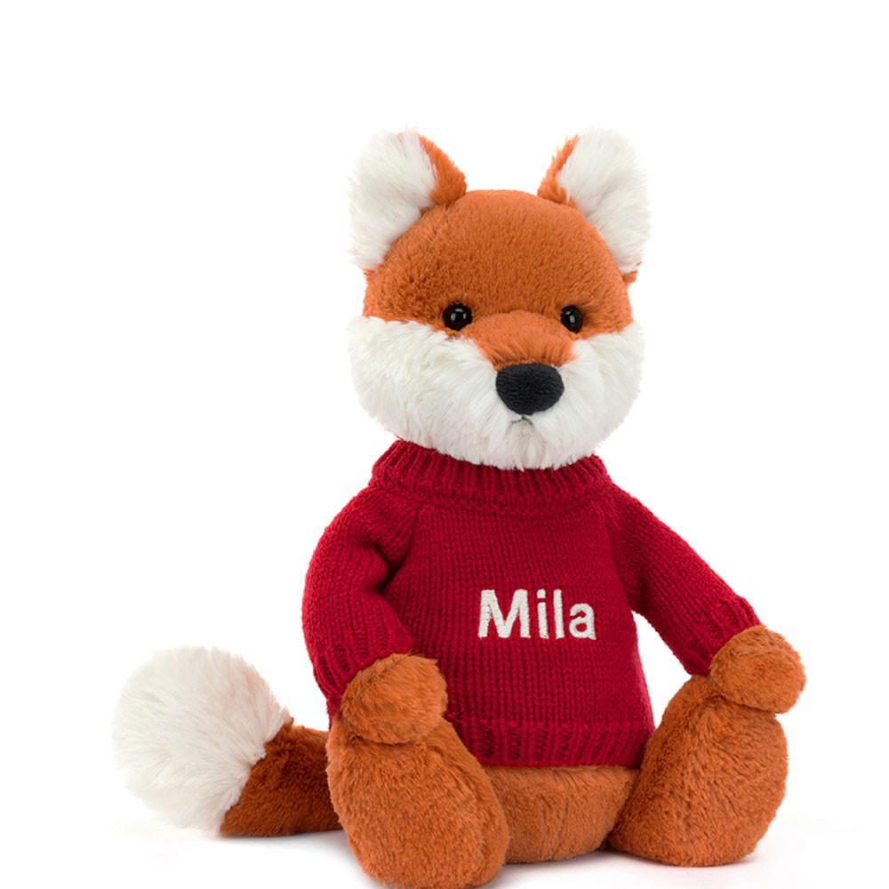 Jerséis Jellycat Bashful Fox Cub with Personalised Jumper 31cm x 12cm x 9cm Naranjas  Costa Rica |  92571-KVOR