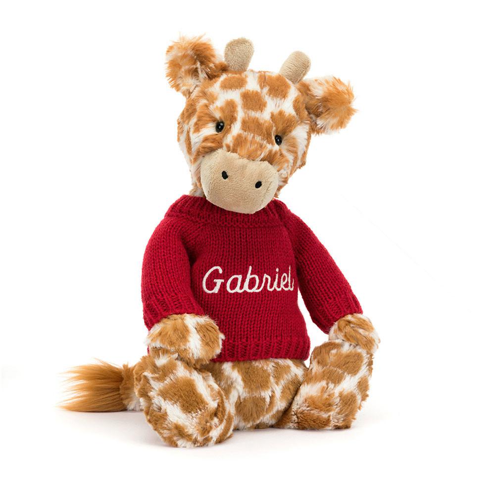 Jerséis Jellycat Bashful Giraffe with Personalised Jumper 31cm x 12cm x 9cm Naranjas  Costa Rica |  18364-QIYN