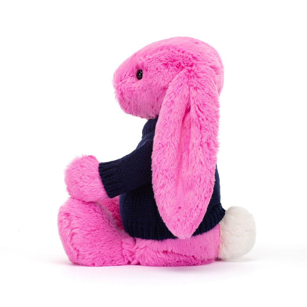 Jerséis Jellycat Bashful Hot Bunny with Personalised Navy Jumper 31cm x 12cm x 9cm Rosas  Costa Rica |  89314-MTAJ