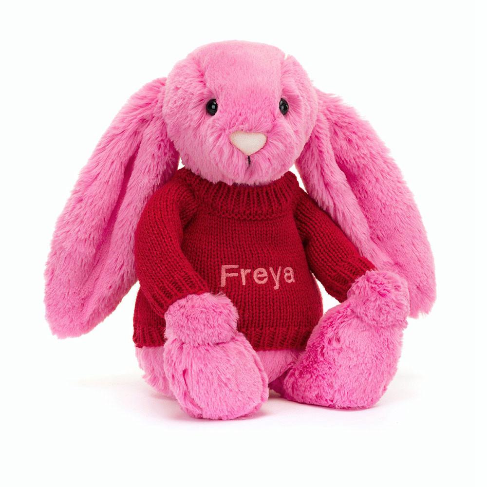 Jerséis Jellycat Bashful Hot Bunny with Personalised Jumper 31cm x 12cm x 9cm Rosas  Costa Rica |  70845-LHMO