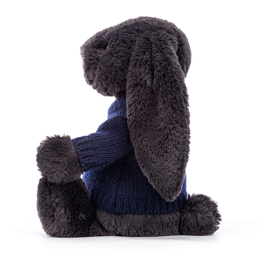 Jerséis Jellycat Bashful Inky Bunny with Personalised Navy Jumper 31cm x 12cm x 9cm Negras  Costa Rica |  87519-MHQI