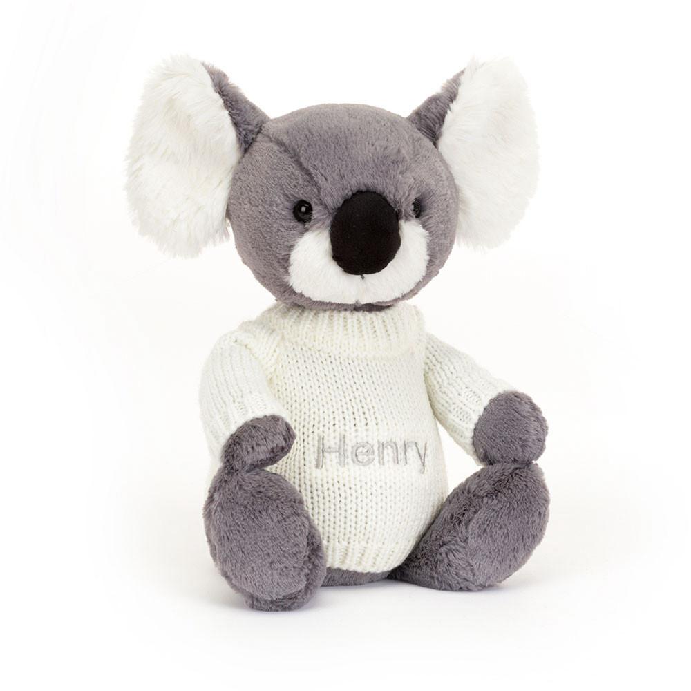 Jerséis Jellycat Bashful Koala with Personalised Cream Jumper 31cm x 12cm x 9cm Gris  Costa Rica |  49832-NUAM