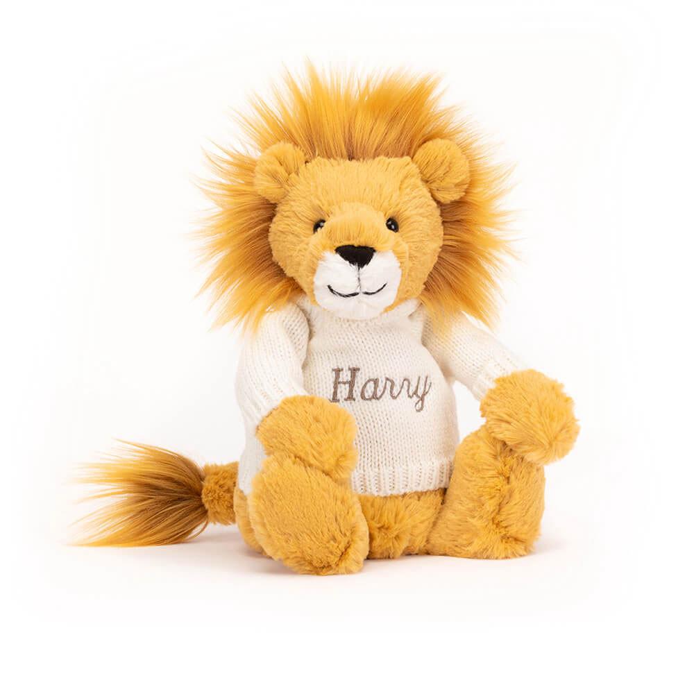 Jerséis Jellycat Bashful Lion with Personalised Cream Jumper 31cm x 12cm x 9cm Amarillo  Costa Rica |  60351-QREA