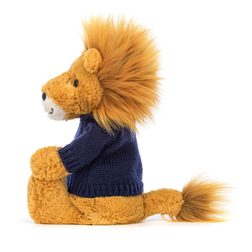 Jerséis Jellycat Bashful Lion with Personalised Navy Jumper 31cm x 12cm x 9cm Amarillo  Costa Rica |  96257-PSHC