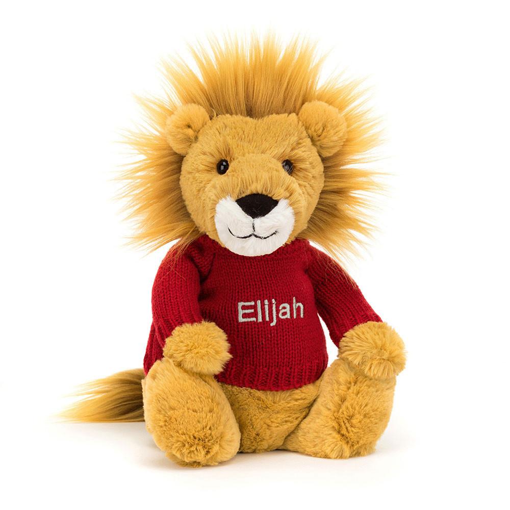 Jerséis Jellycat Bashful Lion with Personalised Jumper 31cm x 12cm x 9cm Amarillo  Costa Rica |  08357-PAUB