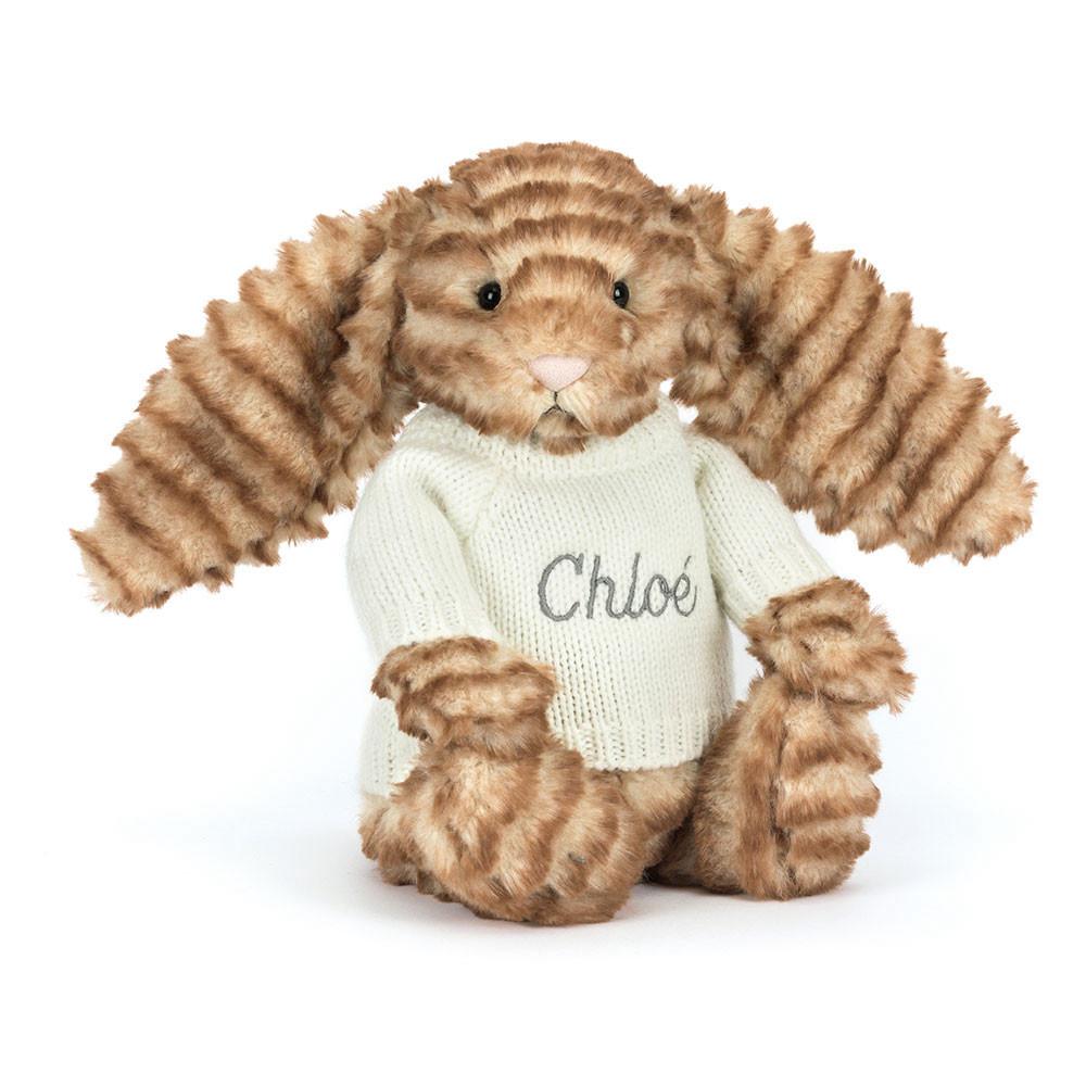 Jerséis Jellycat Bashful Luxe Bunny Juniper with Personalised Cream Jumper 31cm x 12cm x 9cm Marrones  Costa Rica |  61782-GCDJ