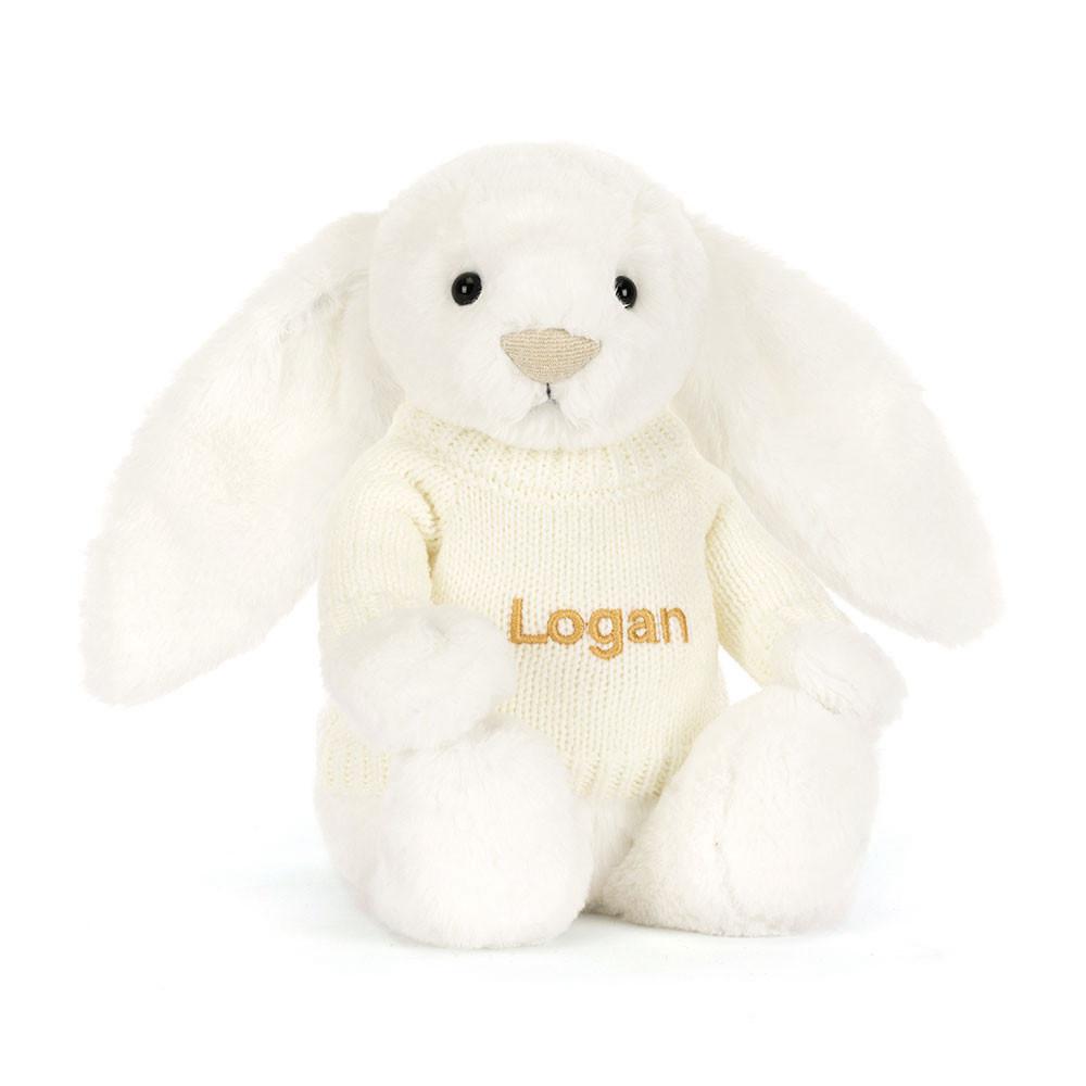 Jerséis Jellycat Bashful Luxe Bunny Luna with Personalised Cream Jumper 31cm x 12cm x 9cm Blancas  Costa Rica |  93548-FTYV