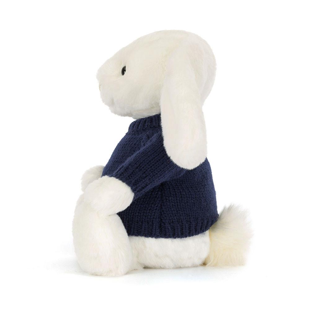 Jerséis Jellycat Bashful Luxe Bunny Luna with Personalised Navy Jumper 31cm x 12cm x 9cm Blancas  Costa Rica |  68750-LJAY
