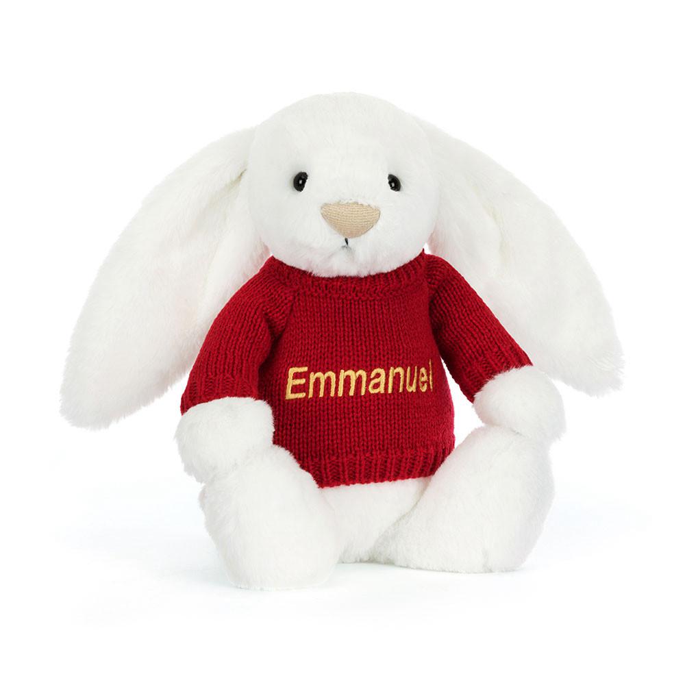Jerséis Jellycat Bashful Luxe Bunny Luna with Personalised Jumper 31cm x 12cm x 9cm Blancas  Costa Rica |  24701-XGYC