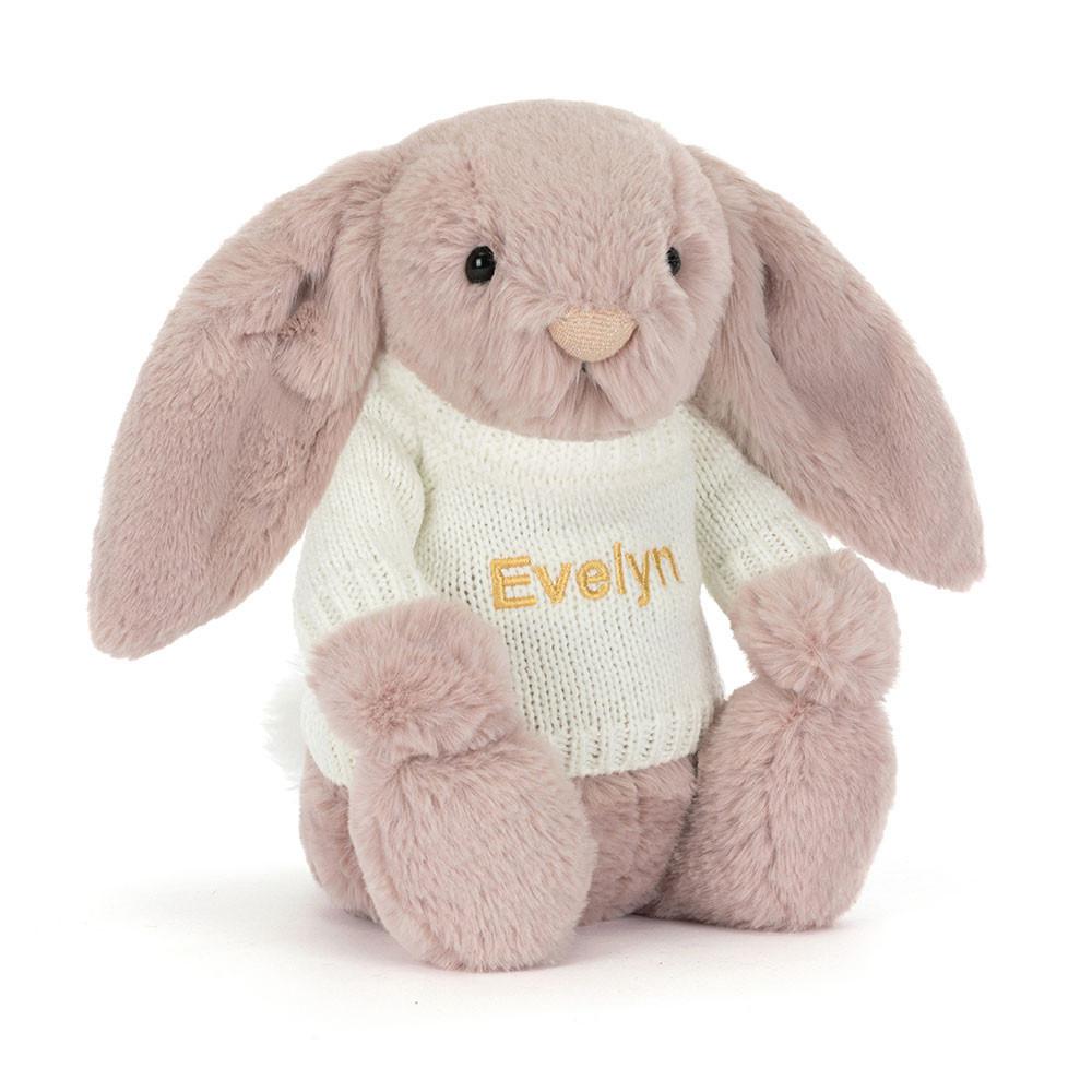 Jerséis Jellycat Bashful Luxe Bunny Rosa with Personalised Cream Jumper 31cm x 12cm x 9cm Rosas  Costa Rica |  86704-BKPW
