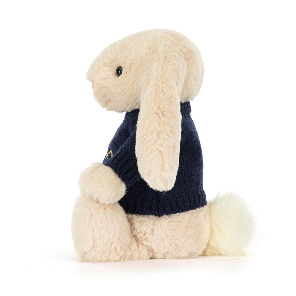 Jerséis Jellycat Bashful Luxe Bunny Willow with Personalised Navy Jumper 31cm x 12cm x 9cm Beige  Costa Rica |  52960-UEBR