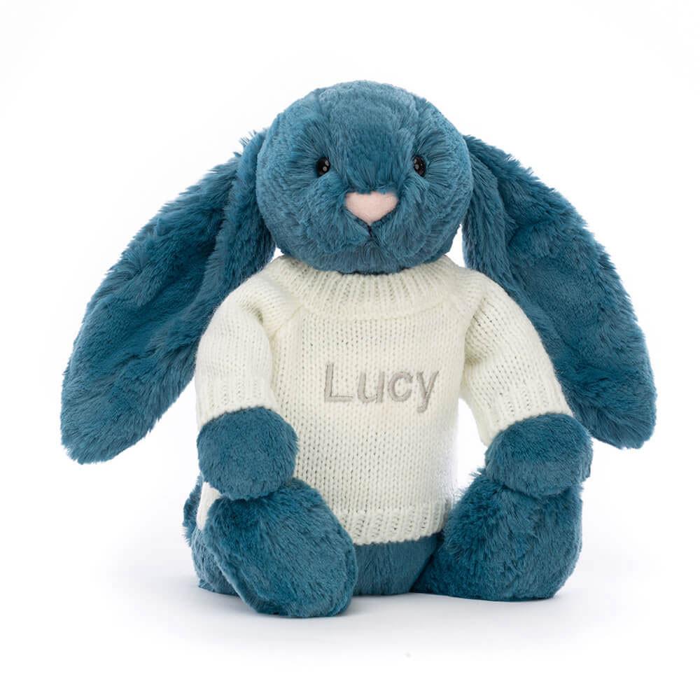 Jerséis Jellycat Bashful Mineral Bunny with Personalised Cream Jumper 31cm x 12cm x 9cm Azules  Costa Rica |  80562-TFVX