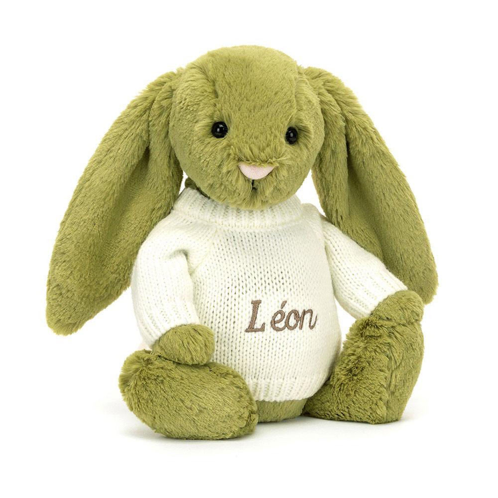 Jerséis Jellycat Bashful Moss Bunny with Personalised Cream Jumper 31cm x 12cm x 9cm Verde  Costa Rica |  96582-PYJR
