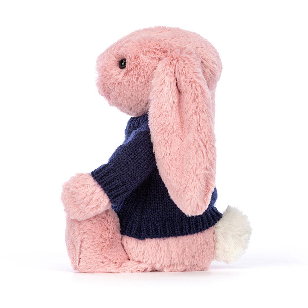 Jerséis Jellycat Bashful Petal Bunny with Personalised Navy Jumper 31cm x 12cm x 9cm Rosas  Costa Rica |  82731-UZMS