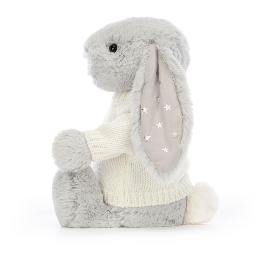 Jerséis Jellycat Bashful Shimmer Bunny with Personalised Cream Jumper 31cm x 12cm x 9cm Gris  Costa Rica |  39054-ZOWA