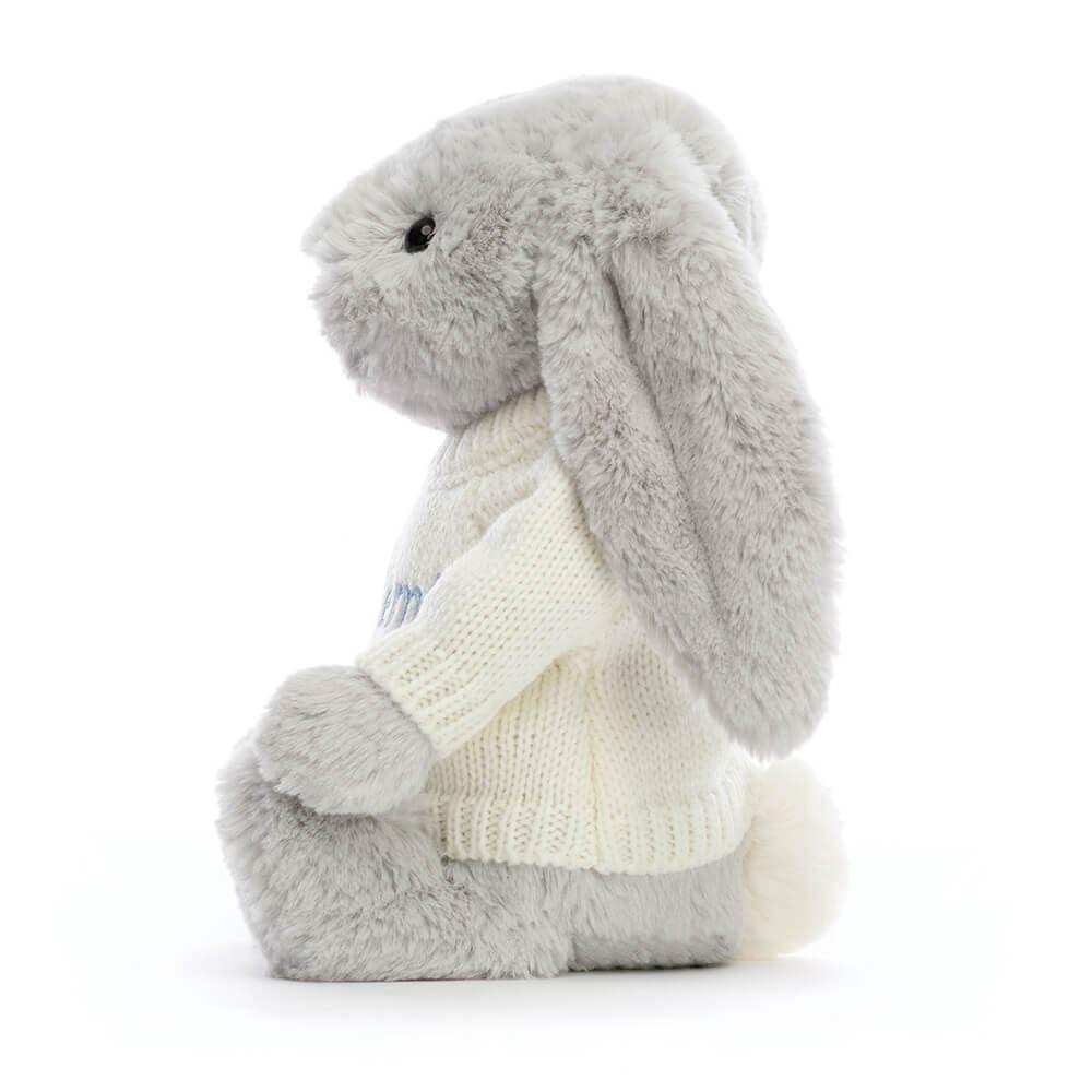 Jerséis Jellycat Bashful Silver Bunny with Personalised Cream Jumper 31cm x 12cm x 9cm Gris  Costa Rica |  35782-XEGO