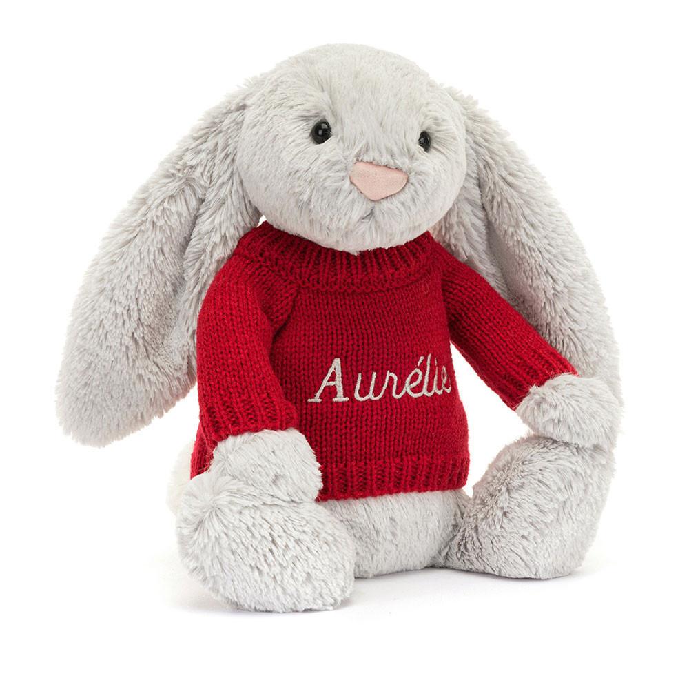 Jerséis Jellycat Bashful Silver Bunny with Personalised Jumper 31cm x 12cm x 9cm Gris  Costa Rica |  73461-CNGF